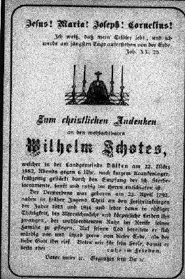 Totenzettel Wilhelm Schotes